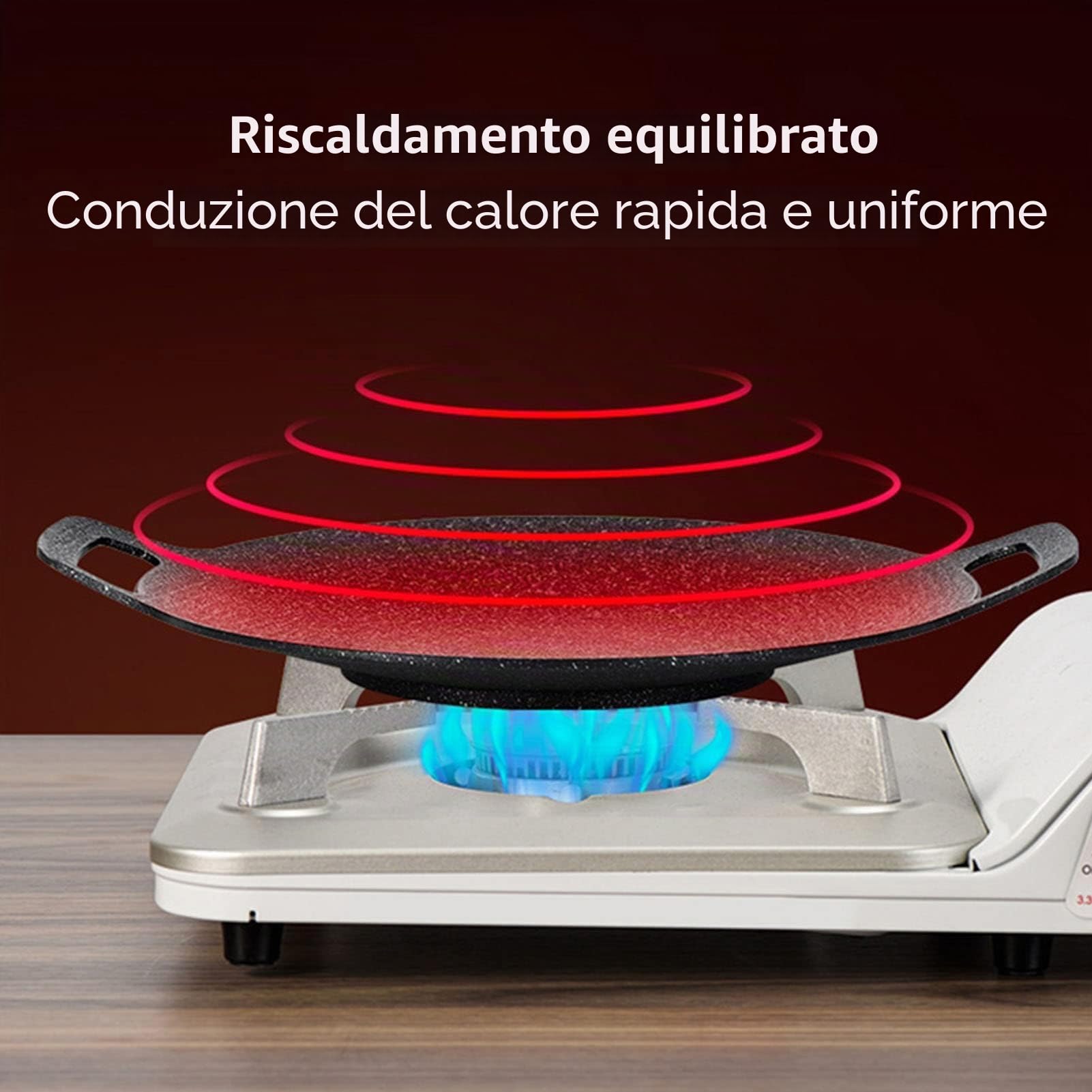 Griglia per Barbecue Coreana Griglia per Barbecue Coreana Griglia Antiaderente, Rivestimento a 6 Strati Piastra per Barbecue Rotonda per Piani Cottura Elettrici Cucine (38 cm)