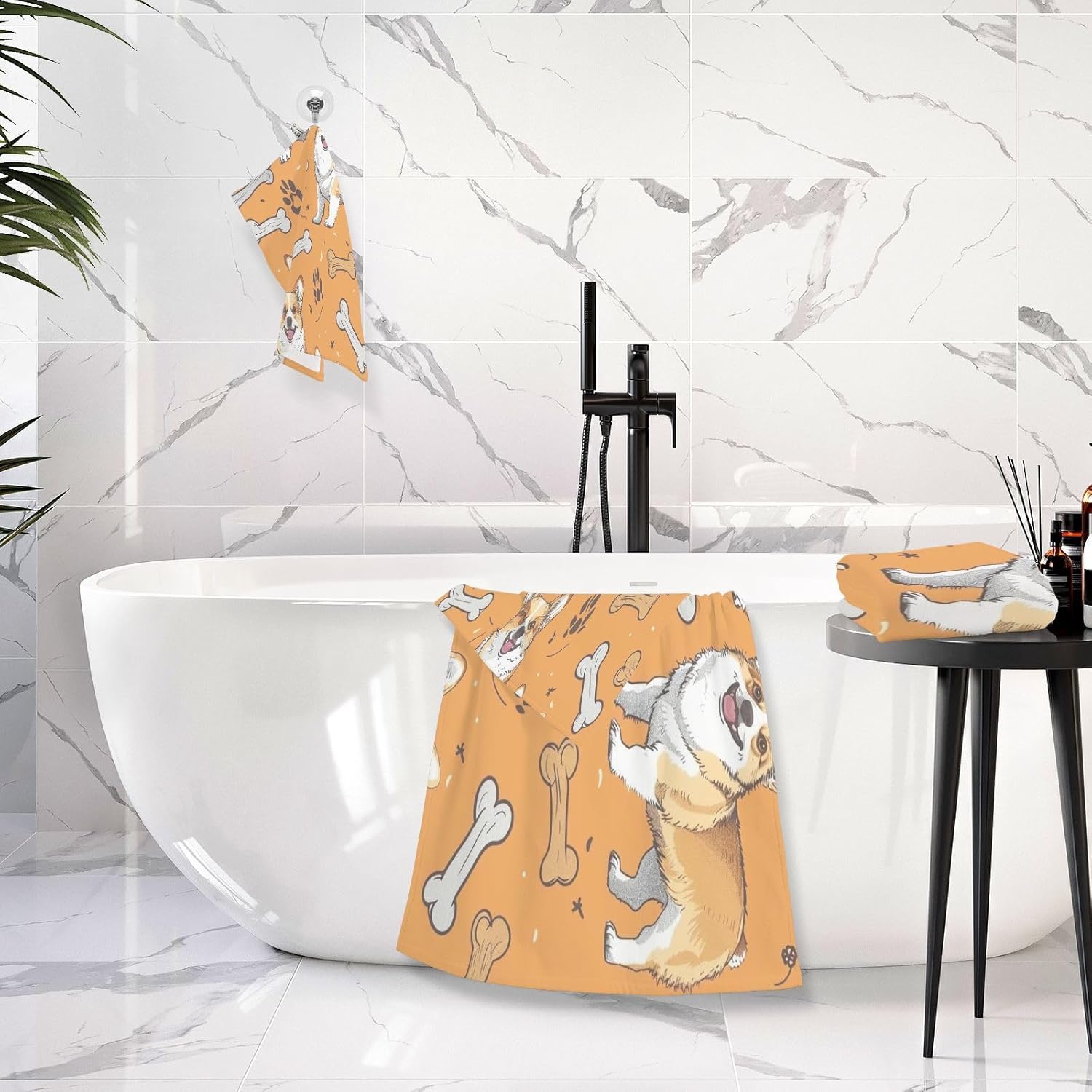 Hand Towels Premium Soft and Highly Absorbent Skate Dinosaur 2 Pcs Towels for Bathroom Set 100% Cotton Decorative Face Towels