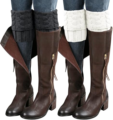 Miniatura 3 de Loritta 2-4 Pairs Womens Boot Socks Winter Warm Crochet Knitted Boot Cuffs Topper Socks Short Leg Warmers Gifts