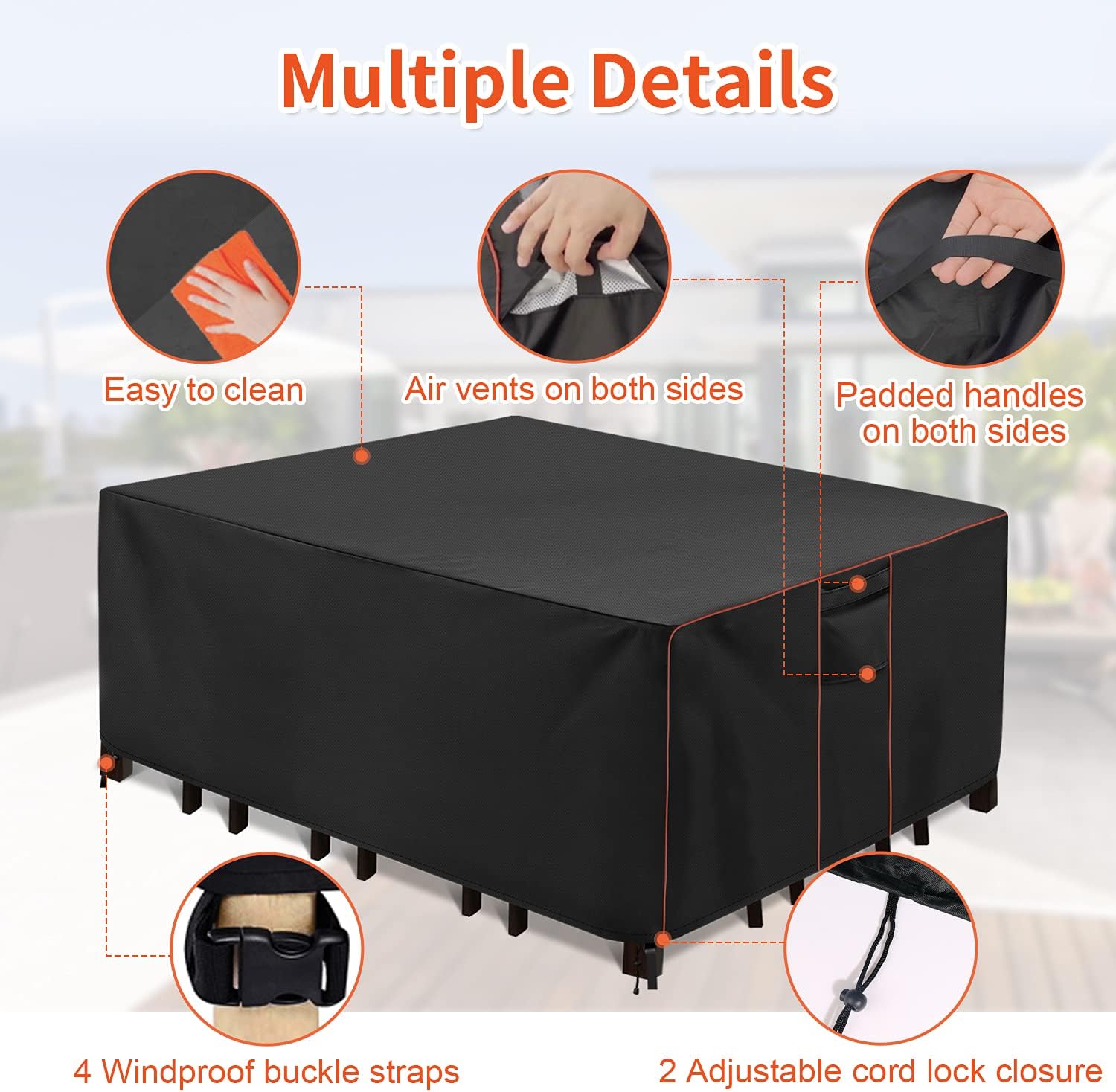 Patio Furniture Covers Waterproof, Peunitory Outdoor Table Cover Square, 600D Heavy Duty Patio Furniture Set Covers for Outdoor Table Chair, Sectional Sofa, Couch, Bench (96x96x28 inch) : Patio, Lawn & Garden