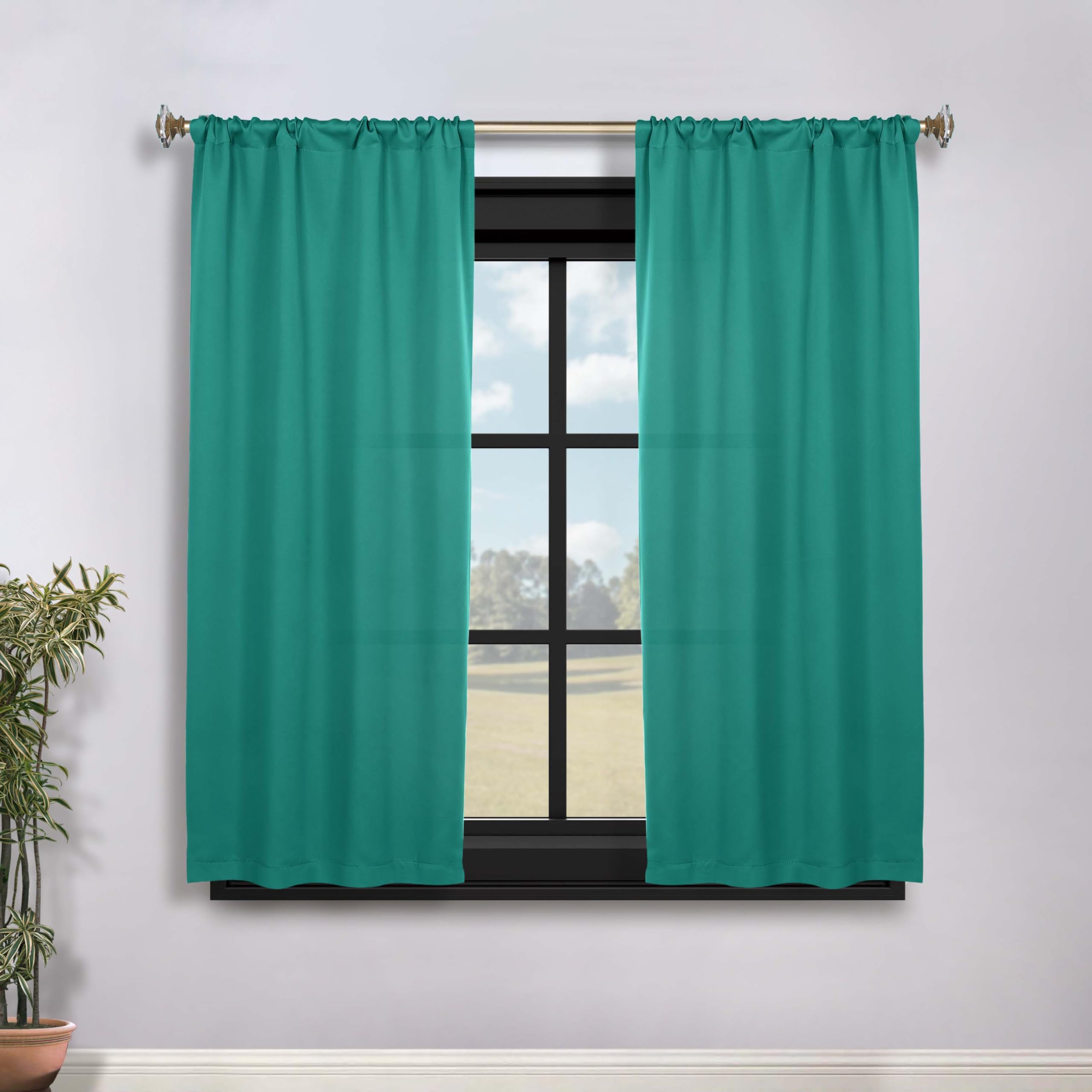 Rideaux occultants thermiques bleu céruléen pour fenêtre de chambre et salon moderne