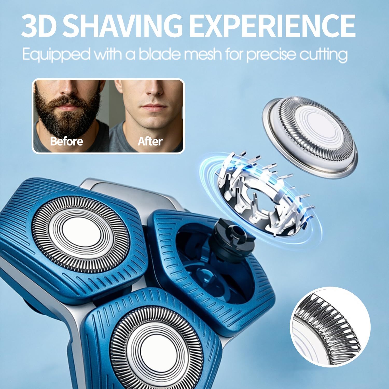 2 Packs SH71/50 Replacement Heads, Compatible with Ph-ilips No-relco Series 7000 & 5000 Electric Razors, Easy-Install Shaver Blades for Wet & Dry Use (Blue) image 2
