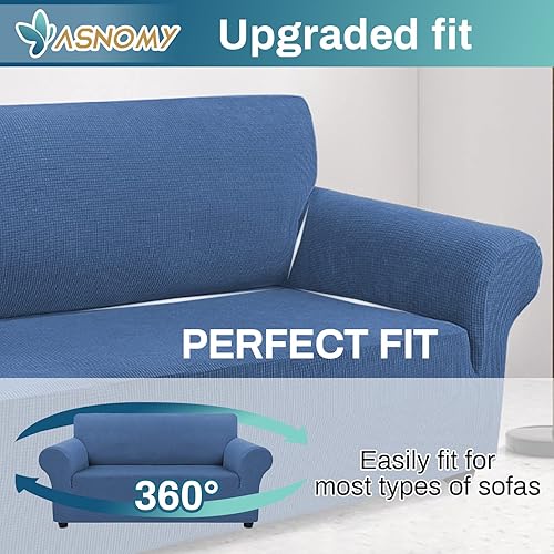 Vista 37 de Asnomy Couch Covers for 3 Cushion Couch Stretch Sofa Covers Slipcovers, Pet Protector Furniture Covers for Dogs Cats Spandex Jacquard Fabric Small
