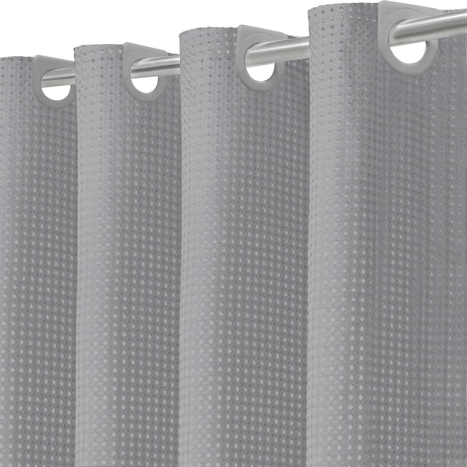 Inhousolu No Hook Waffle Weave Shower Curtain with Removable Snap in Fabric Liner Set for Bathroom, 230 GSM Heavy Duty Weighted Hem, Water Repellent Washable Bath Curtains, 72 x 84 Inch, Grey