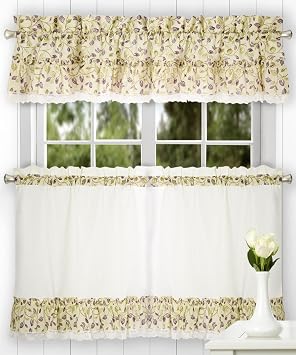Ellis Curtain Clarice 58-by-24 Inch Ruffled Tailored Tier Curtains, Violet
