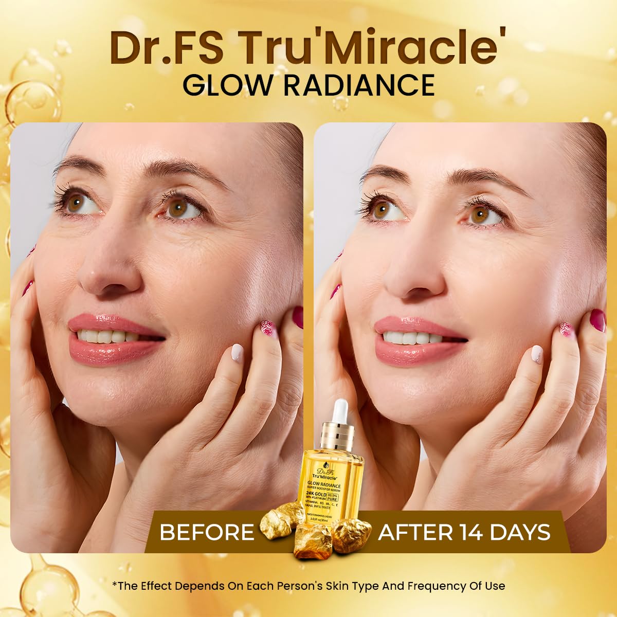 Gold Serum with 24K Gold and retinol 1%,anti wrinkle and Anti-Aging Essence,24K Anti Aging serum with niacinamide,Vitamin C&E Skin Care Glow Radiiance booster Serum 30ML/1.01 Oz - Image 7