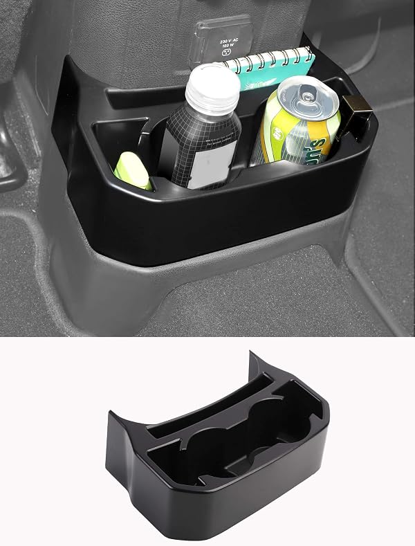 Savadicar Rear Seat Drink Cup Holder for 2018-2024 Jeep Wrangler JL JLU 4XE & Gladiator JT, Backseat Floor Console Beverage Storage Solution, Interior Accessories, 1 PC, Black by Savadicar - Used condition - US$27.56
