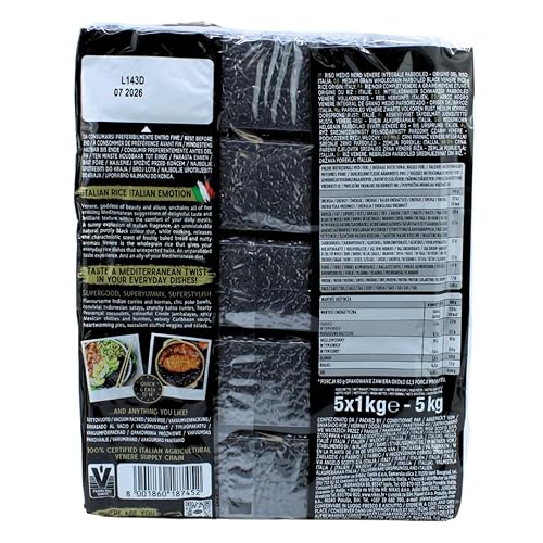Miniatura 2 de Riso Scotti Arroz de grano negro, a granel 11 lbs (5 x 2.2 lbs), producto de Italia, Venere, calidad premium, arroz integral silvestre antiguo,