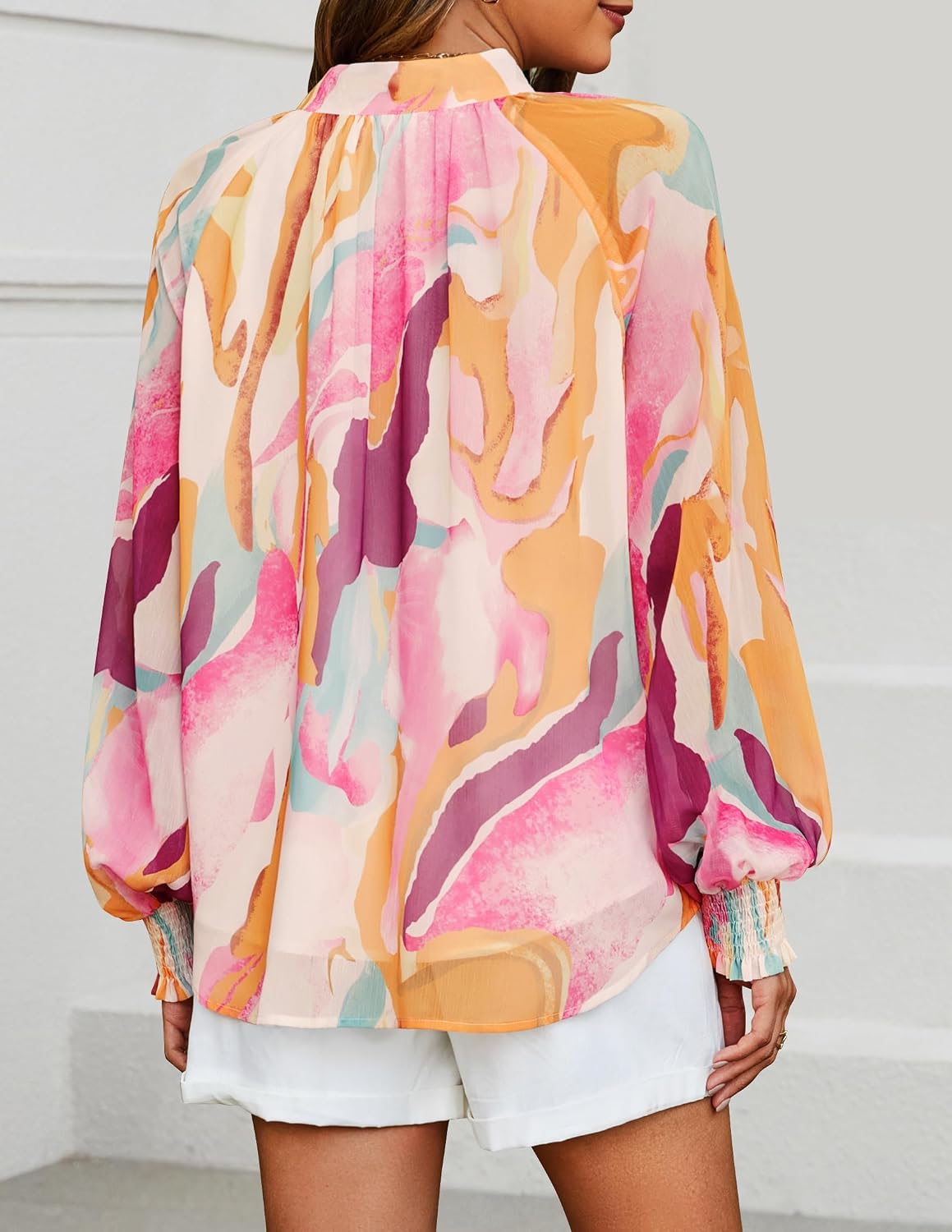 ZESICA Women's Floral Print Blouse 2026 Long Sleeve Button Down Casual Spring Summer Boho Oversized Tops Shirts