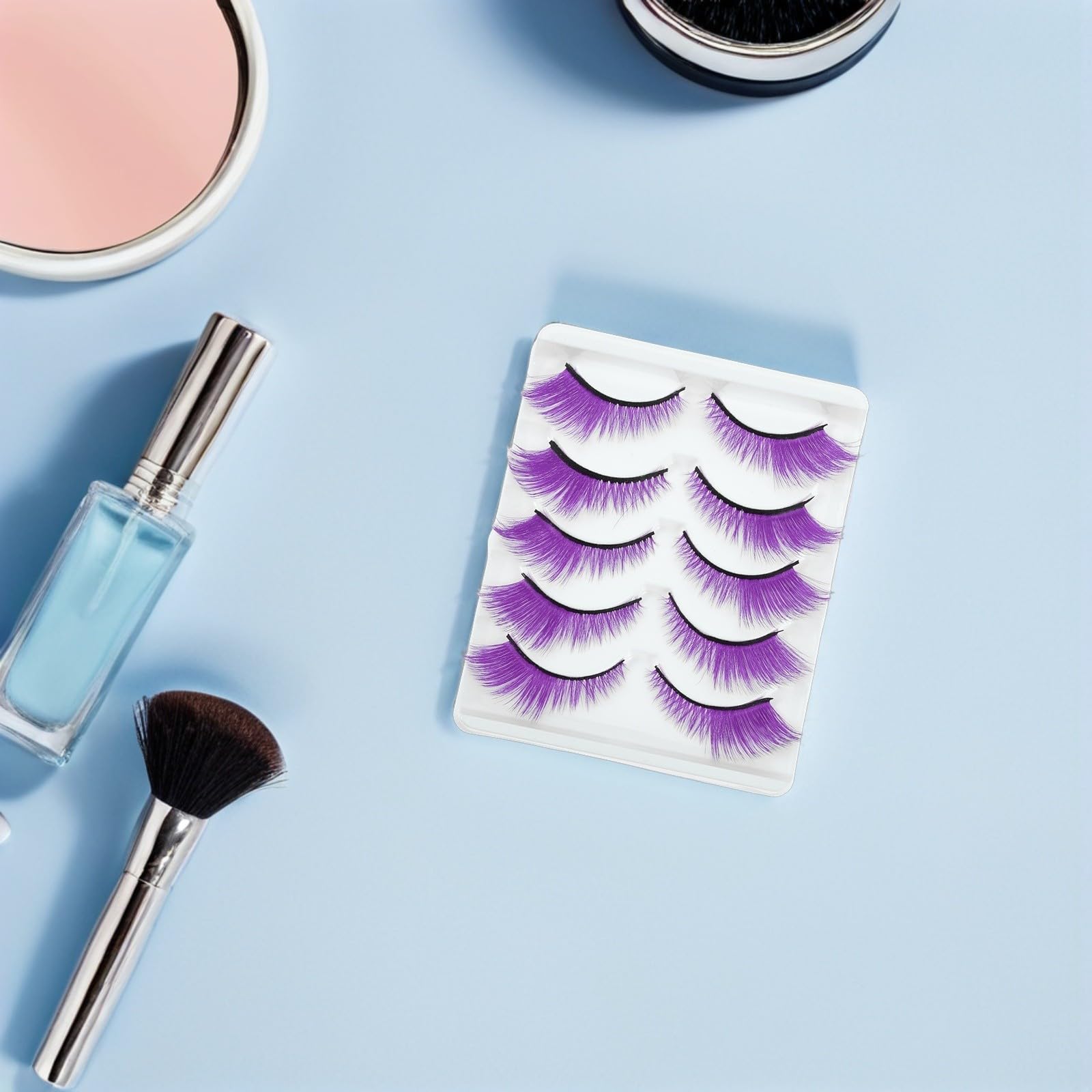 Healvian 15 Paia Cinque Paia di Ciglia Finte Color Porpora in Fibra Artificiale, Lunghezza Naturale e Leggere, per Halloween e Uso Quotidiano