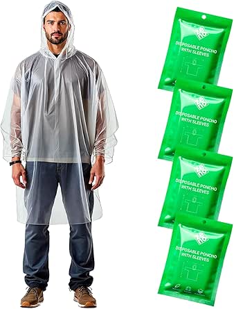 2 Pack De Ponchos De Pluie Réutilisables Pour Adultes, Vestes De Pluie Hommes Femmes Avec Capuche Jaune
