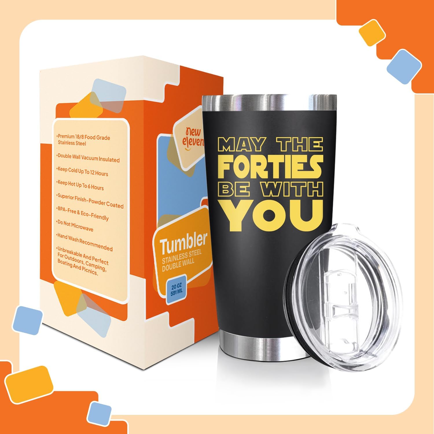 NewEleven 40th Birthday Gifts For Men Women - 1986 40th Birthday Decorations For Men Women - 40 Year Old Birthday Gift For Dad, Mom, Friends Turning 40-20 Oz Tumbler