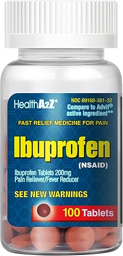HealthA2Z Ibuprofeno 200mg 100 unidades Alivio del dolor Dolores corporales Dolor de cabeza Artritis Calambres Dolor de espalda Reductor de
