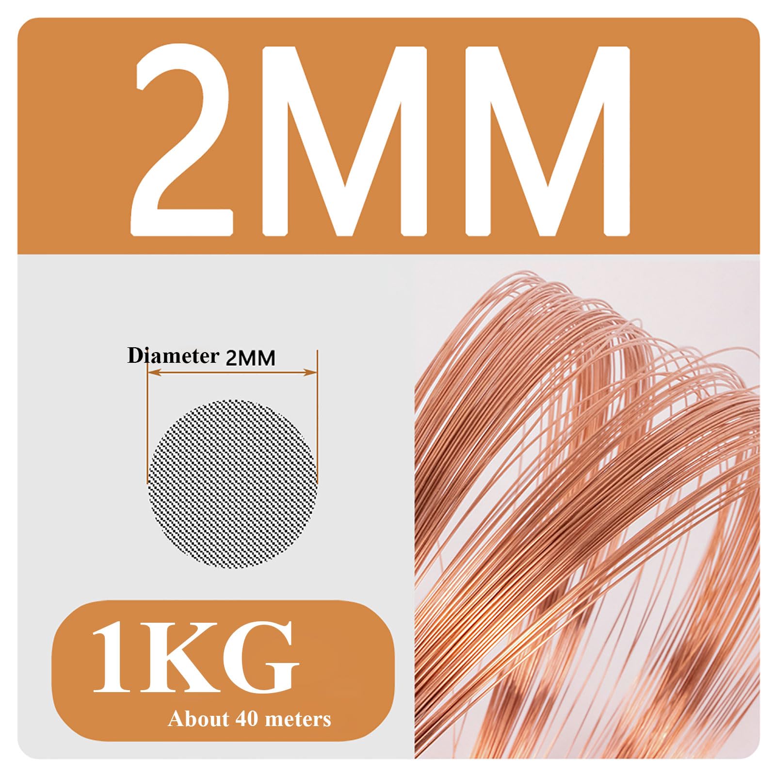 COYOUCO Soft Copper Wire, 2/2.5/3Mm Diameter, 1Kg Weight, Bare Solid Copper Wire for Crafting, Jewelry, Electrical, Industry,2mm*1kg