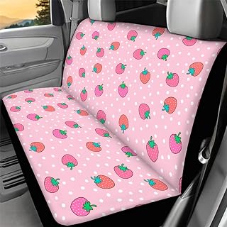 Pink Strawberry Car Seat Covers for Women Cute Car Accessories Rear Bench Seat Covers for Trucks SUV,Universal Stretch Back Seat Protector