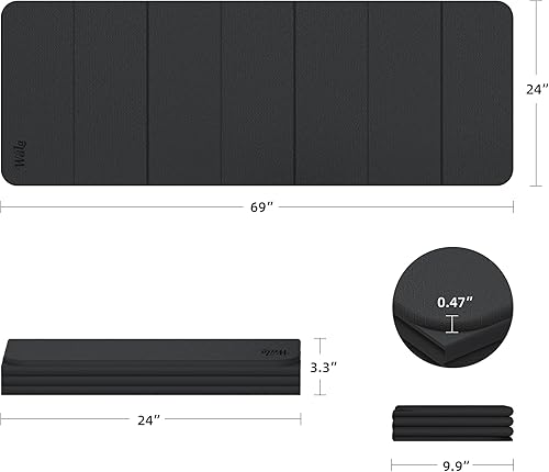 Miniatura 2 de Tapete de yoga extra grueso de 12 pulgada, equipo de pilates, 69 x 24 pulgadas, tapetes de entrenamiento sin olor para gimnasio en casa, tapetes de