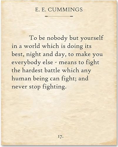 Miniatura 25 de Ser Nadie Más Que Tú Mismo - E.E. Cummings 11x14 Arte de Pared Motivacional Sin Marco - Carteles de Libros Literarios para el Aula de Inglés