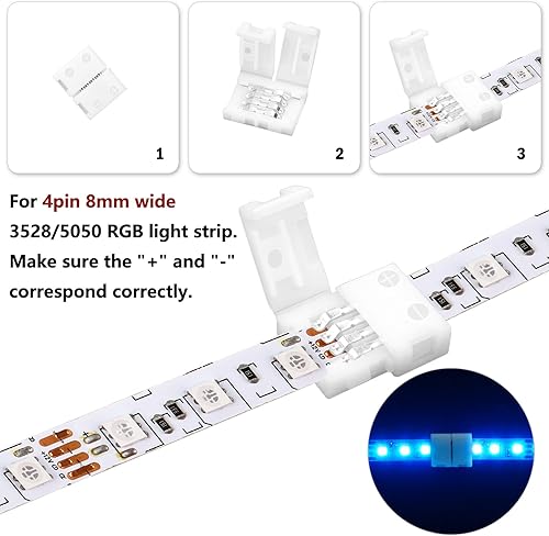 Miniatura 4 de VIPMOON - Conector de tira LED, de esquina en ángulo recto, 2835 3528