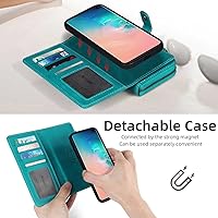 Vista 8 de Compatible con Samsung Galaxy S10 Plus - Funda tipo cartera con soporte para tarjetas, multifunción, 2 en 1, magnética, desmontable, para Glaxay