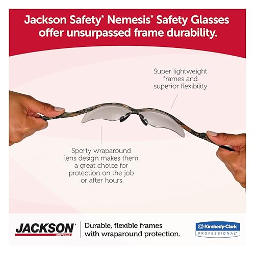 Miniatura 4 de Jackson Safety 25676 Nemesis Safety Glasses Black Frame Clear Lens