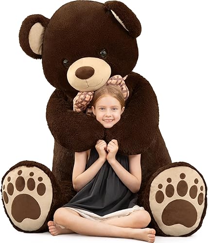 Miniatura 19 de MorisMos Oso de peluche gigante, blanco, regalos de peluche para novias, niñas, Navidad, día de San Valentín, 55 pulgadas Blanco,Marrón,Gris