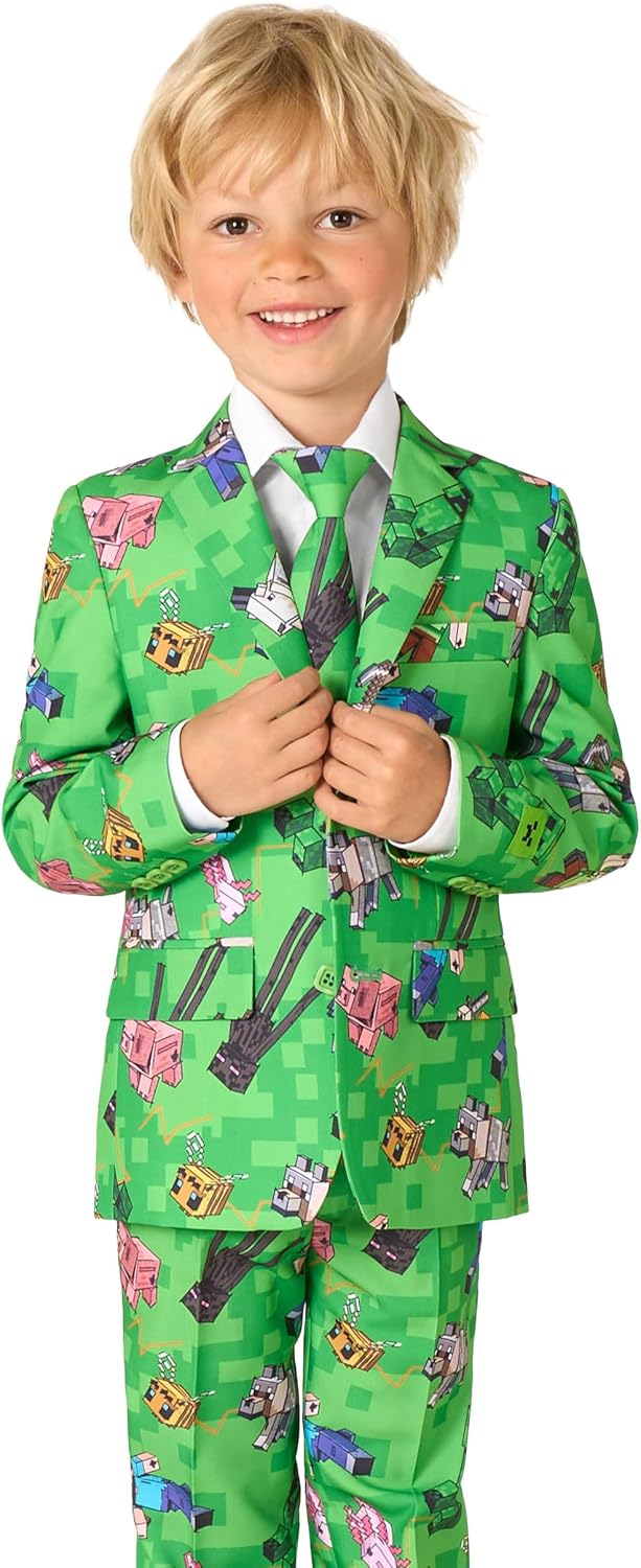 Opposuits Boys Minecraft™ Print Suit – Kids Novelty Jacket & Pants Set