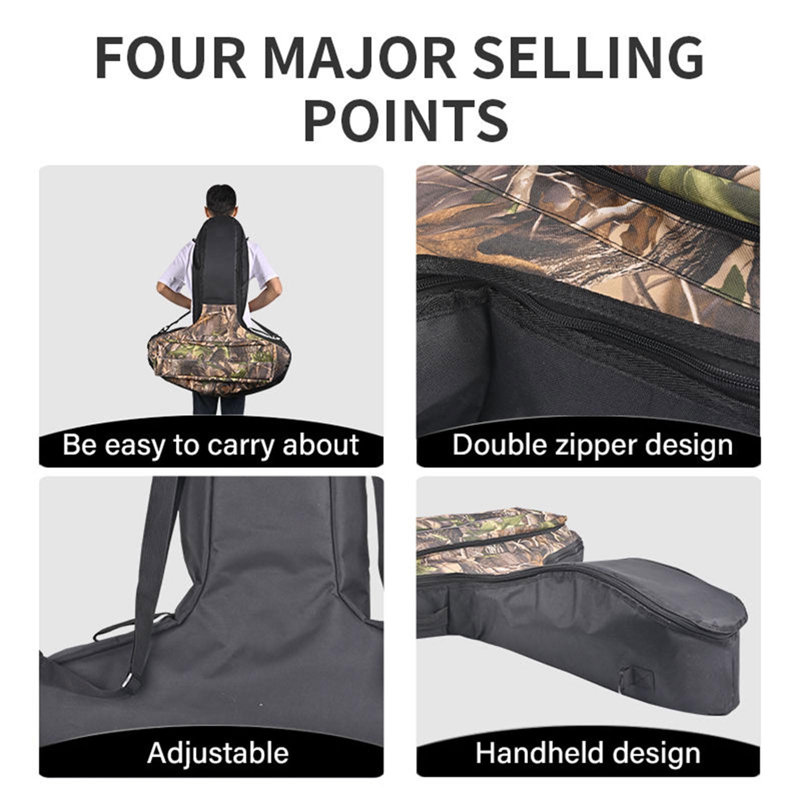 Étui pour arbalète avec bandoulière - Sac pour arbalète de Chasse en Plein air à Coque Souple et Durable, Noir/Camouflage