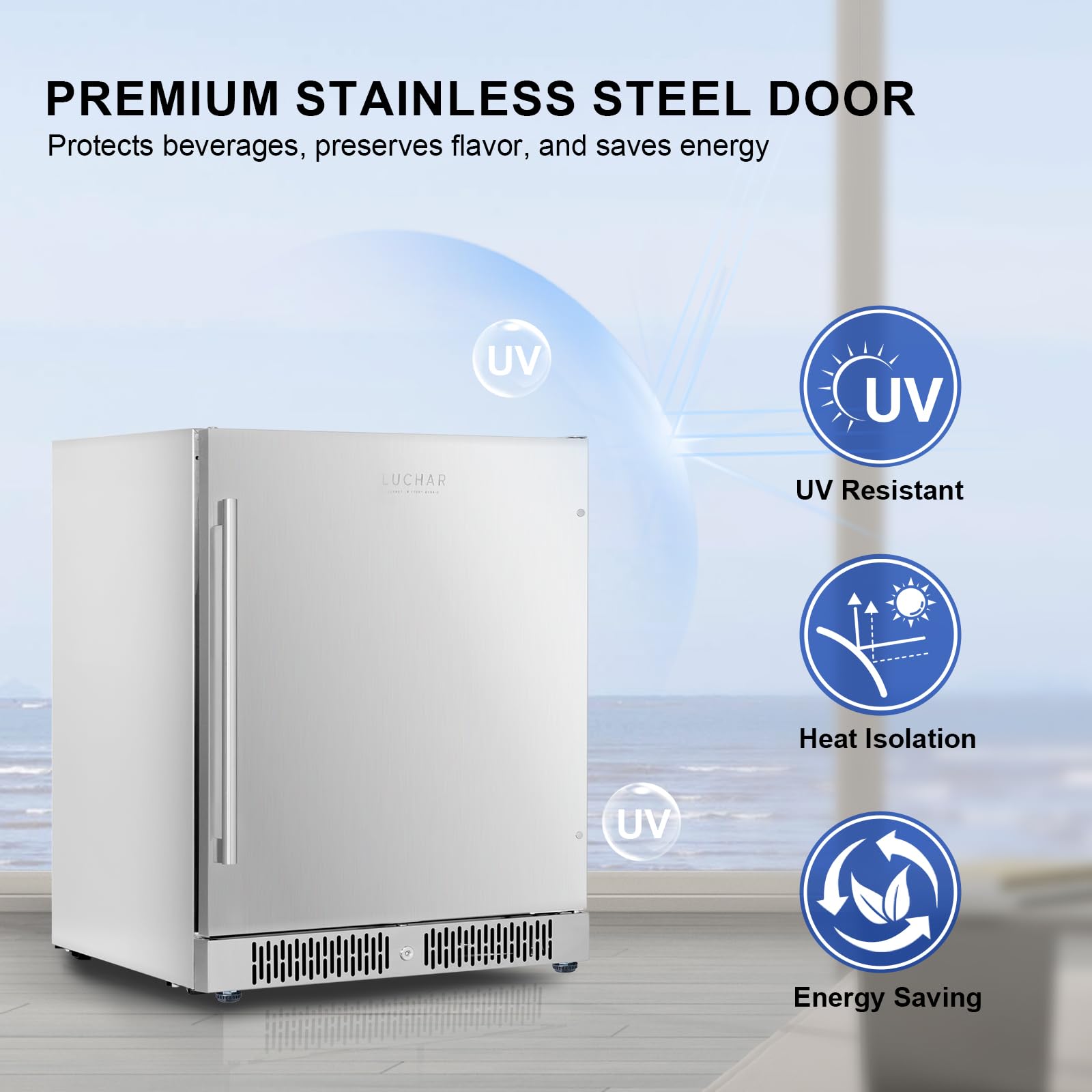 Akicon 24 Inch Beverage Refrigerator, 164 Cans Quiet Mini Fridge With Safety Lock And Temperature Memory Touchscreen, Built-In/Freestanding For Home, Stainless Steel Door on Fridge.com - View 6