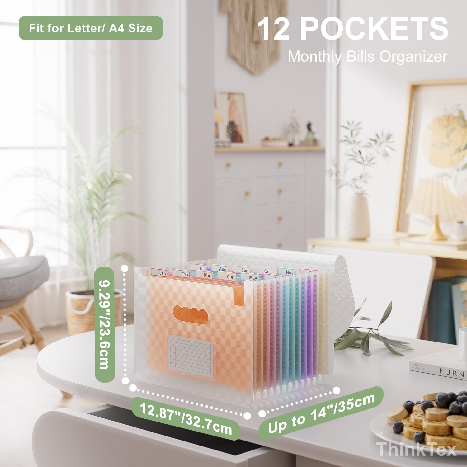 ThinkTex Accordion File Organizer, 12 - Pocket Expanding File Folders image 2