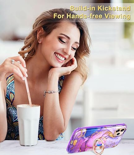 Miniatura 7 de Btscase Funda para iPhone 11 Pro Max, protector de pantalla integrado con soporte de anillo de 360, cuerpo completo de doble capa, resistente, a