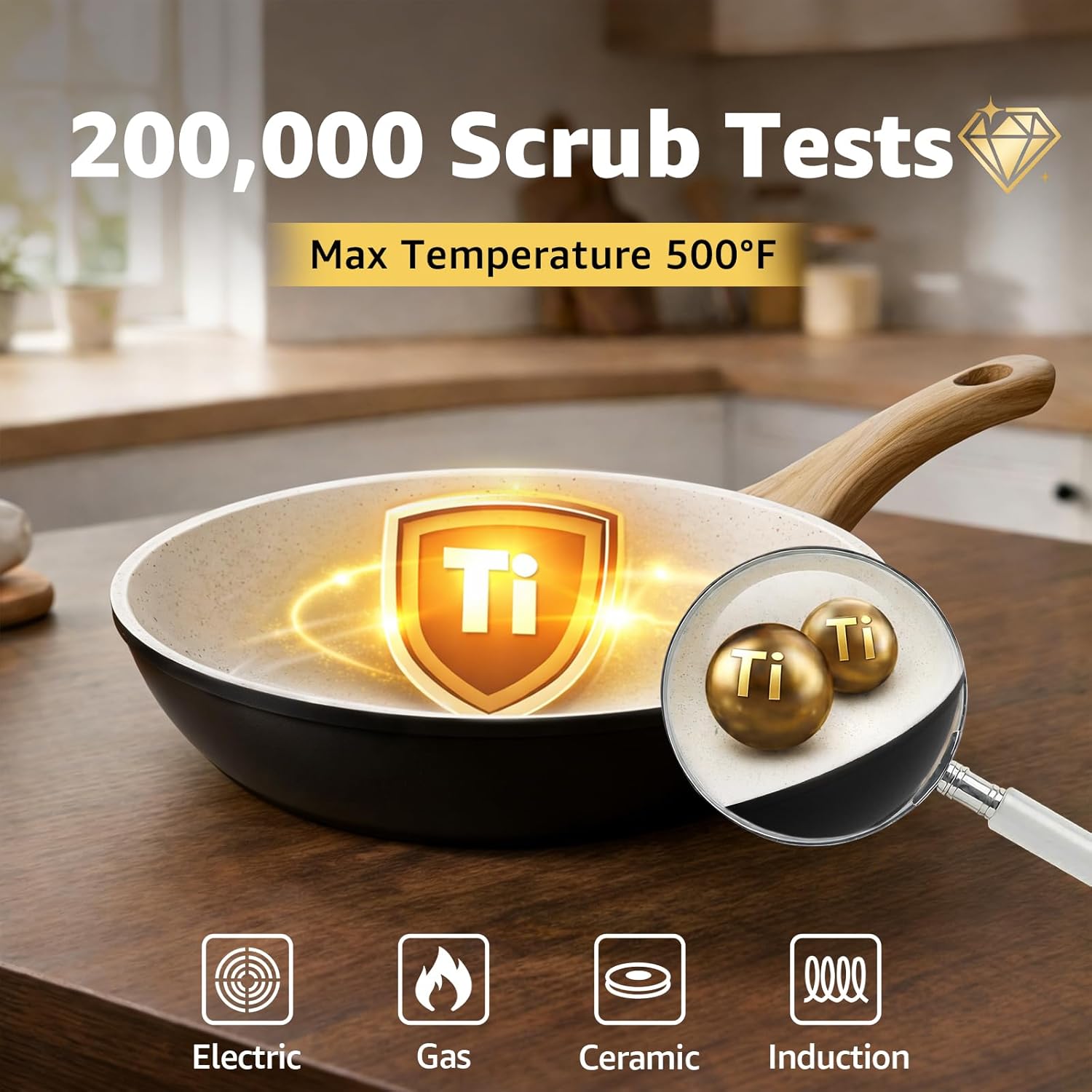 25-Piece Pots and Pans Set Non Stick,Titanium Ceramic Cookware Set Non Toxic,Long-Lasting,PFAS Free,Induction Compatible,Complete Kitchen Set for All Cooking Needs