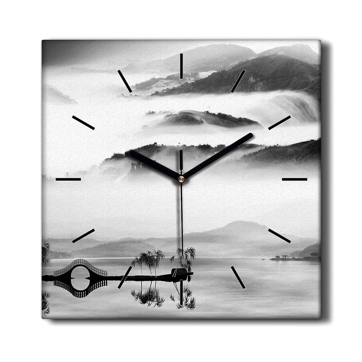 Horloge sur Toile Silencieuse 30x30 Déco Murale Salon sans tic-tac
