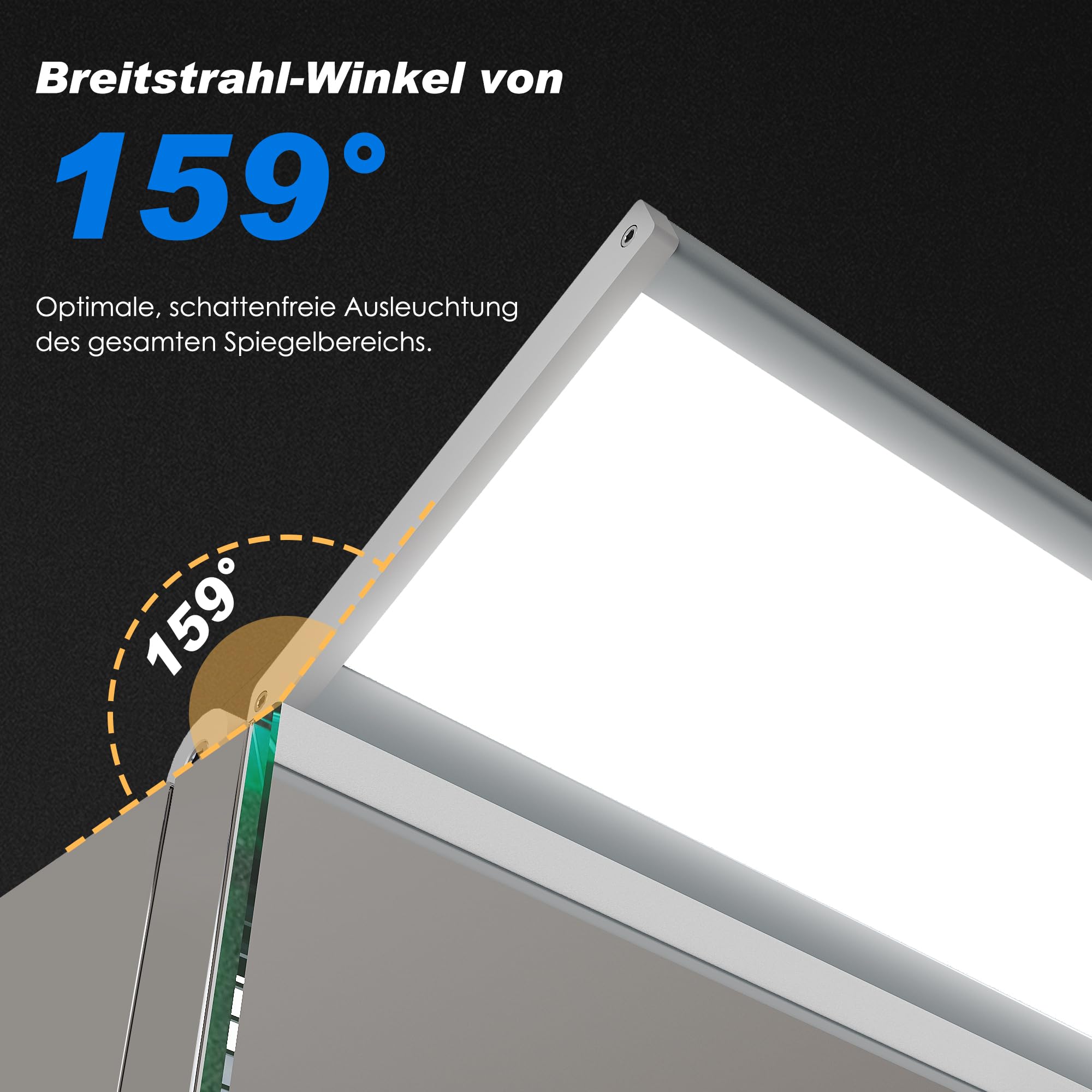 SONNI LED Spiegelleuchte 80 cm, 4.5W Spiegellampe Bad, 6000K Kaltweiß Aufbauleuchte für Spiegelschrank Nachrüstung, Aluminium, 159° Abstrahlwinkel
