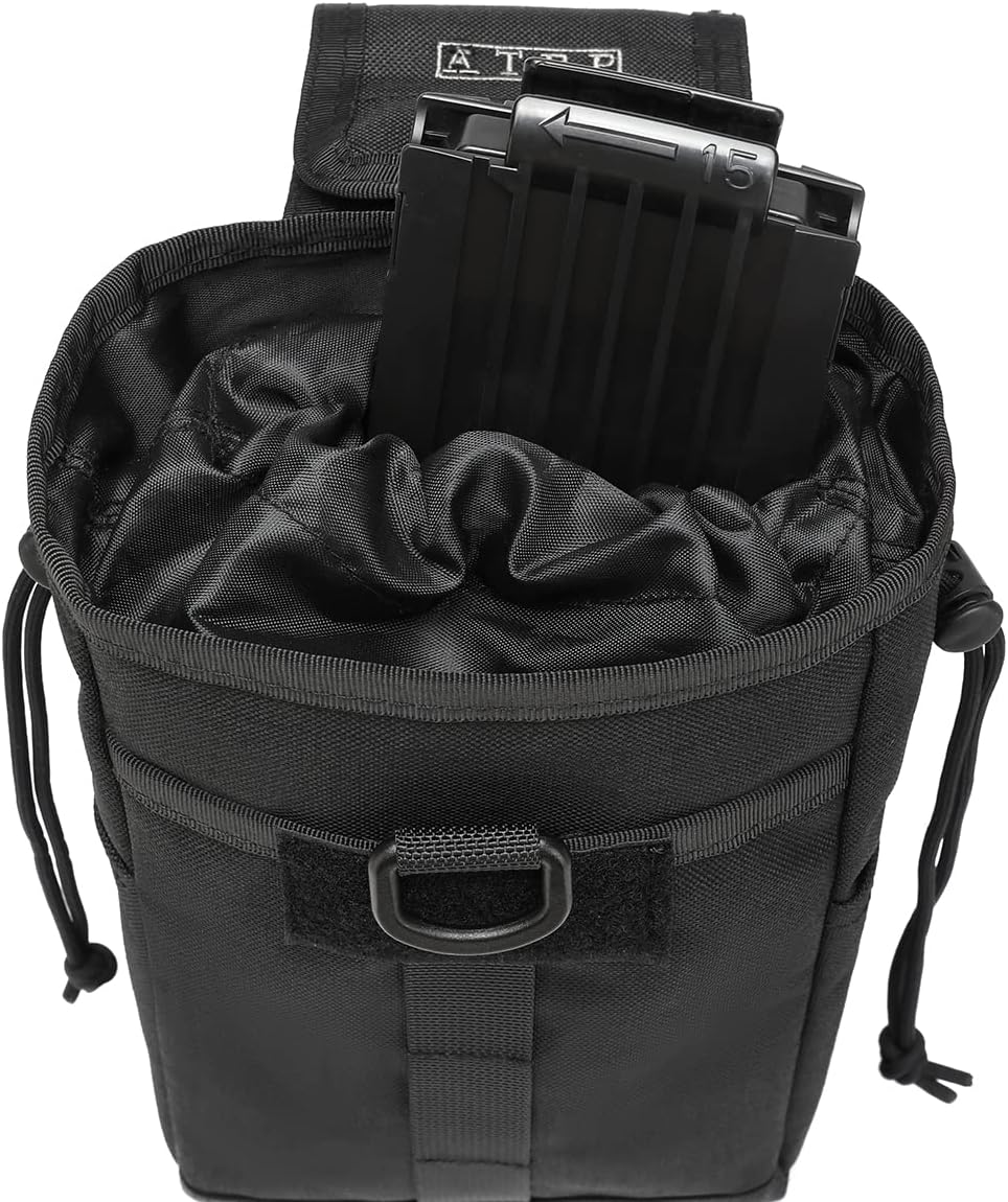 ATBP Tactical Molle Drawstring Mags Dump Pouch Shotgun Shell Holder Tool Belt Pouch Bag for Hiking Camping Shooting Hunting Game Bag