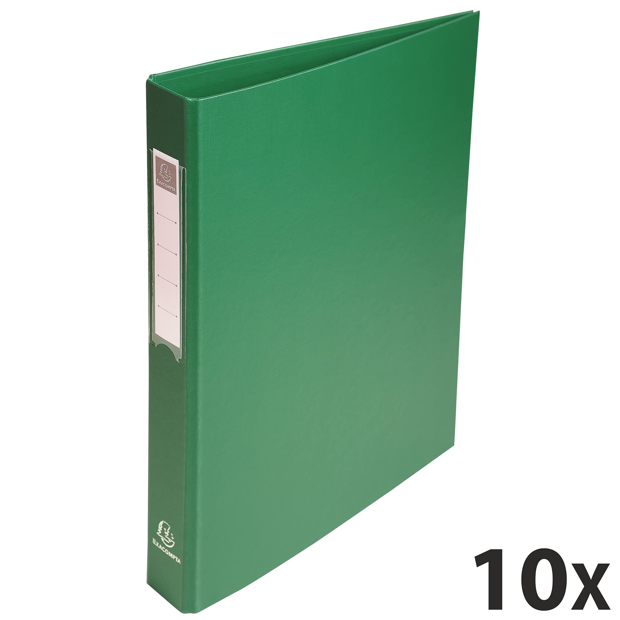 Exacompta 51383E 10er Pack Ringbücher aus festem Karton 1,8mm Kunststoffbezug aussen und innen, 4 Ringe Füllhöhe 25mm für DIN A4 - Grün