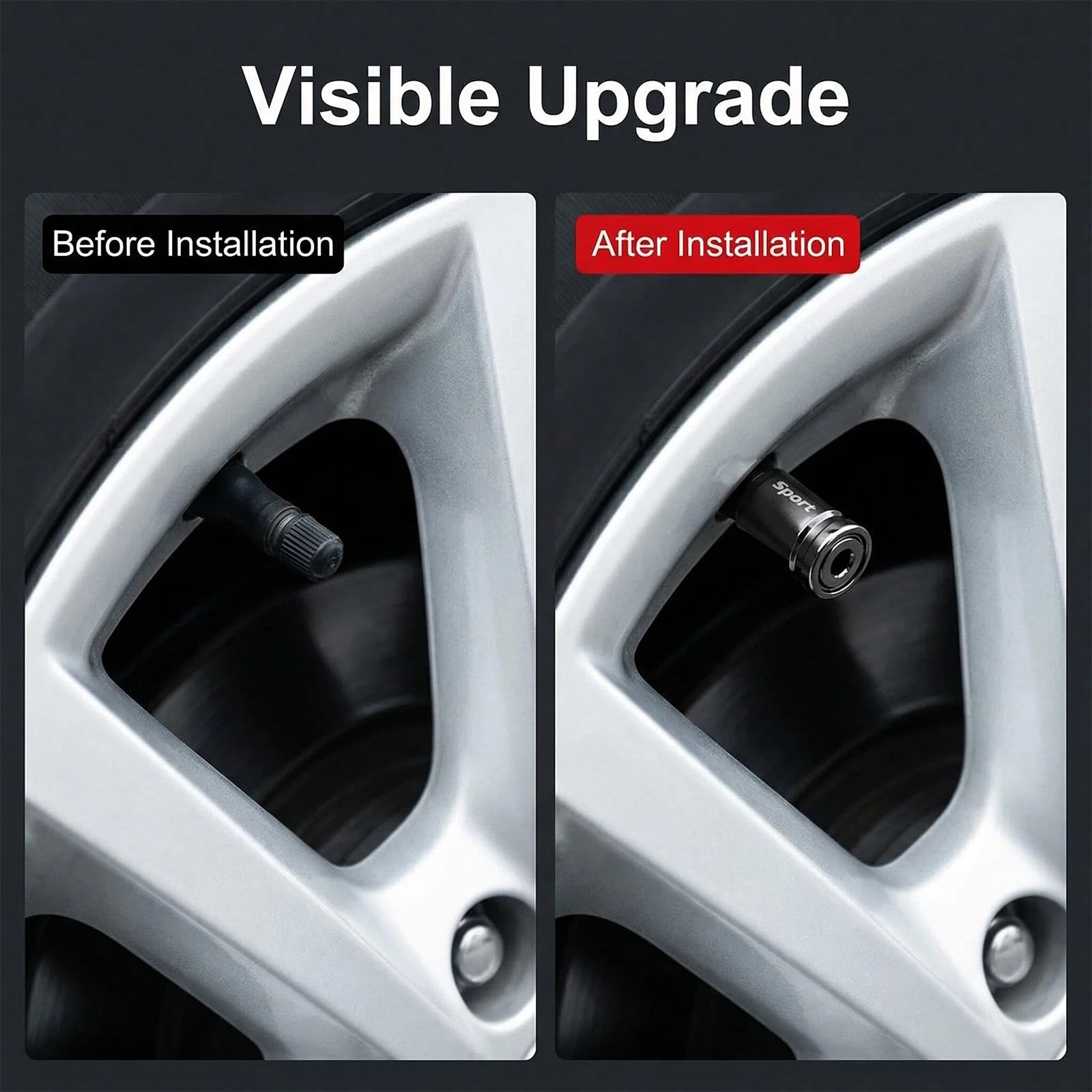 5 Piezas Metal Tapas Válvula de Neumático para Coche, Tapones Válvula Antirrobo Universales para Automóvil, SUV, Camiones, Motocicletas, Tapas Válvulas de Aire con Anillo de Sellado y Llave Incluida — view 4