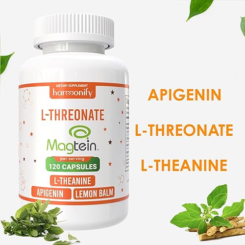 Miniatura 2 de Magtein Magnesium L Threonate Suplemento con L teanina, bálsamo de limón y apigenina, 120 cápsulas vegetales purificadas de alta absorción, 1400 mg,