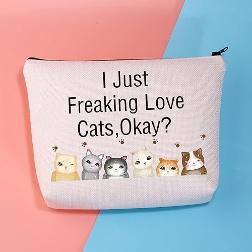 Miniatura 6 de BDPWSS Bolsas de maquillaje para amantes de los gatos, regalo para mamá, bolsa de viaje Crazy Cat Lady Bolsa de viaje para dueño de gatos, regalo