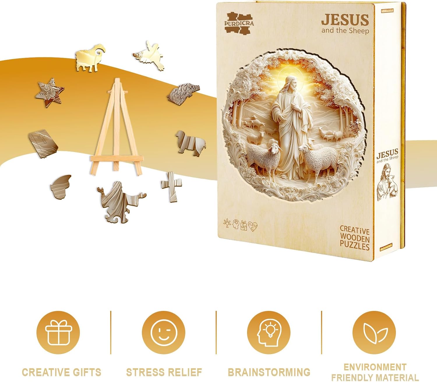 Wooden Puzzles for Adults,Jesus Wood Jigsaw Puzzles,11.4 * 11.3in 185pcs image 3