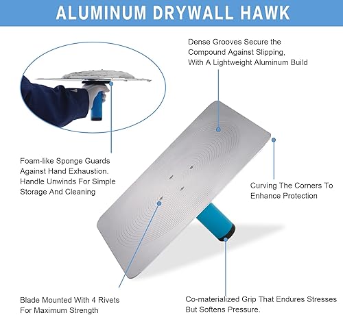 Miniatura 4 de STIRLINGEAR Kit de herramientas para paneles de yeso, aluminio Hawk de 13 pulgadas, incluye mango ergonómico de agarre suave y cuchillo de junta de