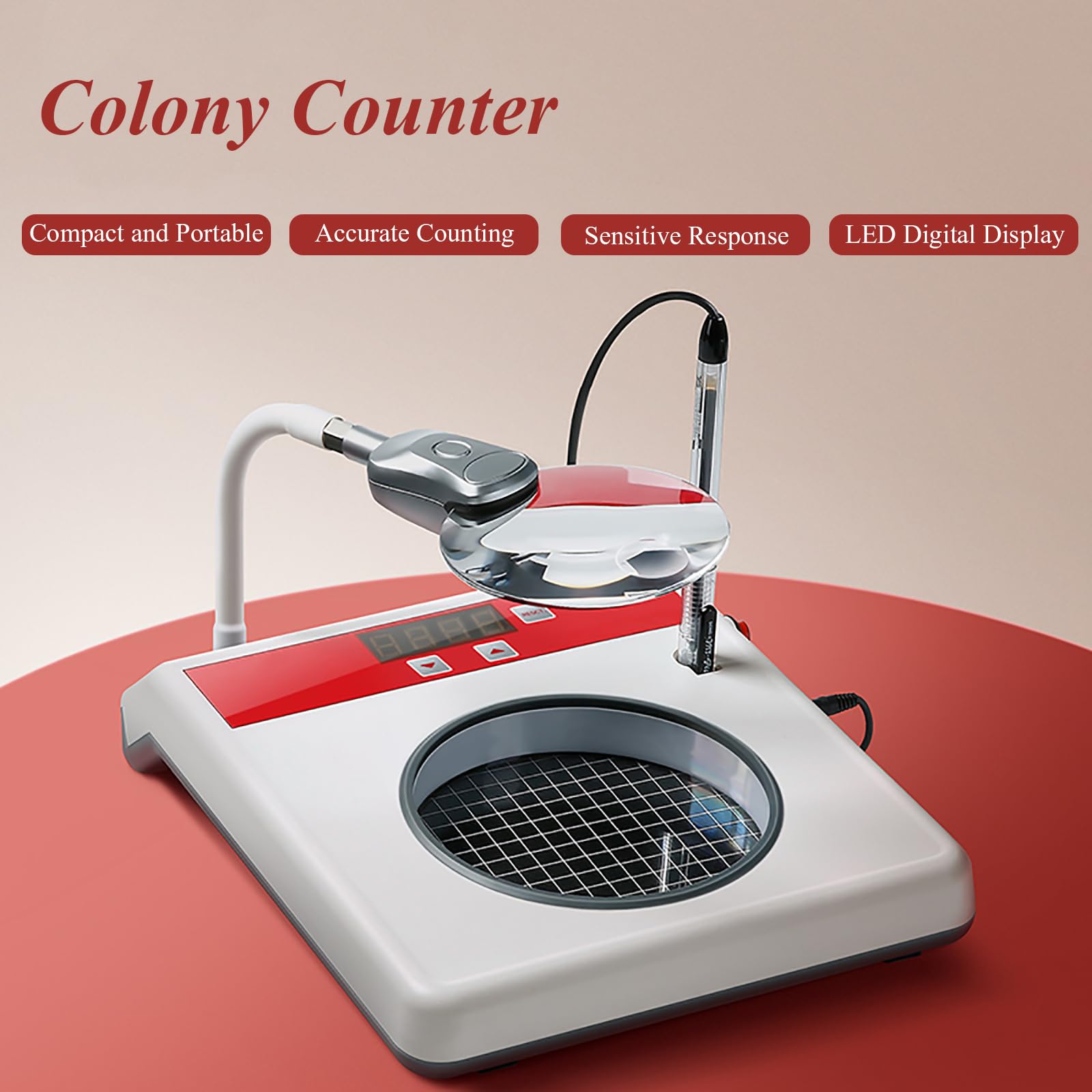 Contador De Colonias Digital, Detector Microbiano De Laboratorio, Capacidad De Conteo: 0-9999, Ajustable, Utilizado En Laboratorios, Industrias Alimentaria, Cosmética, Química Y Otras
