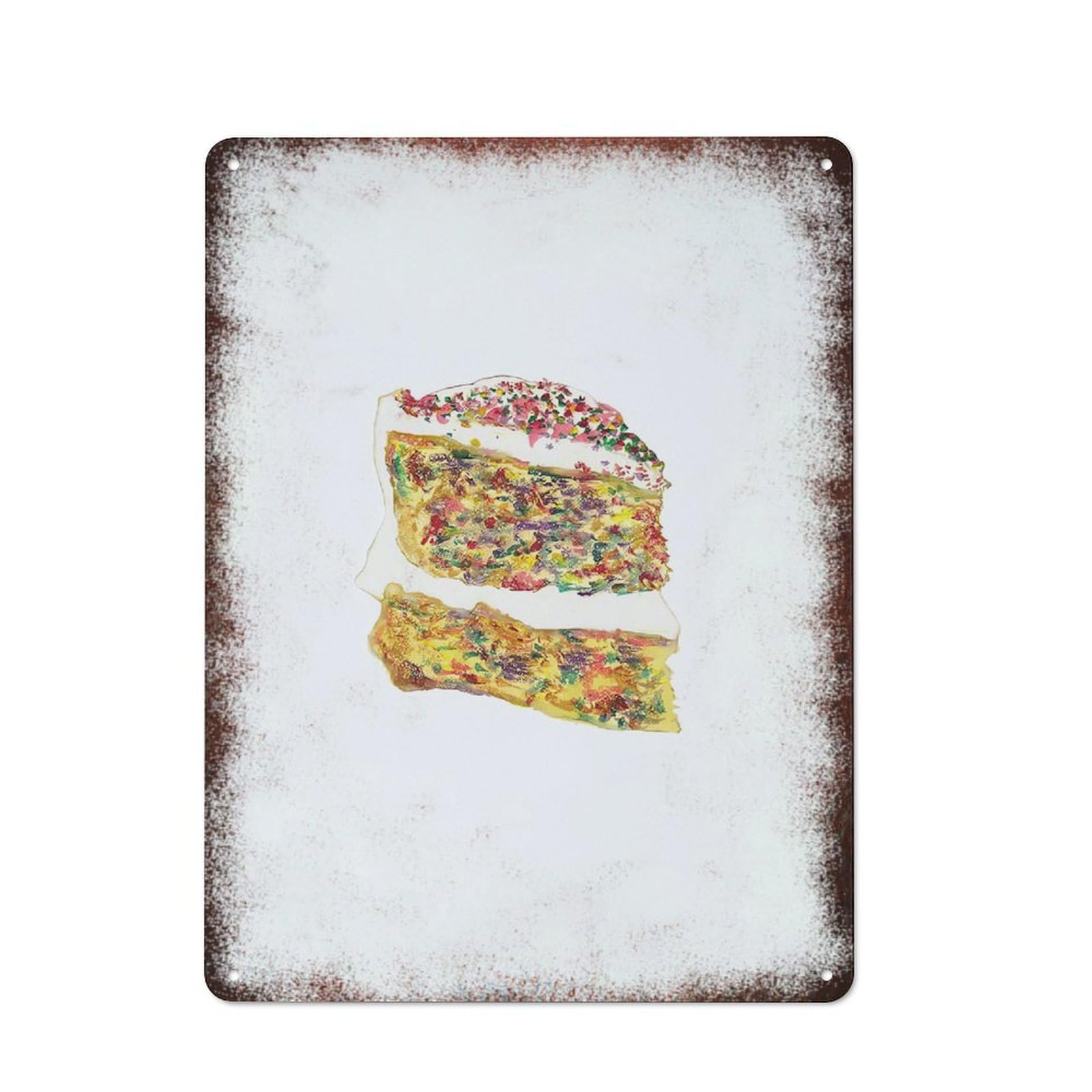 peiyeety Metal Tin Sign Sprinkled Cake Slice Pattern Vintage Rustic Wall Art Kitchen Bathroom Bedroom Living Room Cafe Farmhouse Entryway Office Garage Home Bar Laundry Room Porch Patio 8x12 Inch