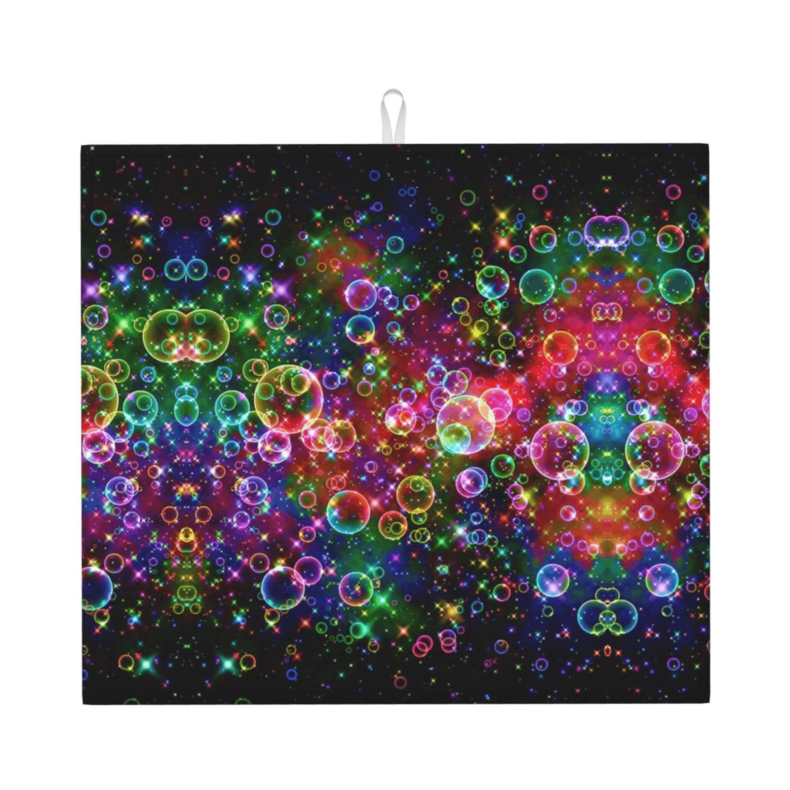 YYHWHJDE Colorful rainbow stars Prints Kitchen Drying Mat – Absorbent Microfiber Throw for Dishes, Non-Slip Counter Cover, Quick-Dry Layer with Durable Construction