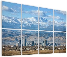 8 Pack Art Acoustic Panels Self Adhesive Rocky Mountains Front Homes Downtown Denver Colorado Decorative Soundproof Wall Panels Sound Absorbing Panel 48
