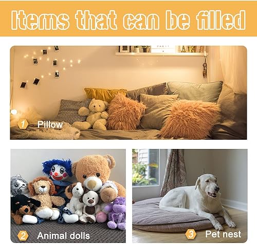 Miniatura 5 de Relleno de fibra, relleno de fibra de poliéster de 10.58 onzas, espuma de relleno de puf de 5.29 onzas, fibra de relleno de espuma de alta densidad,