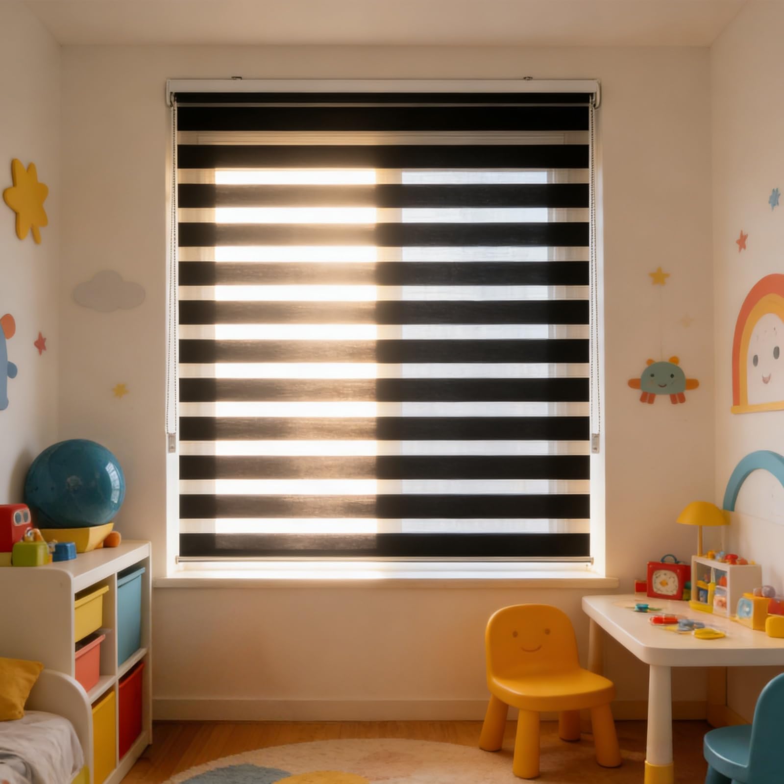 Doppelrollo Klemmfix Ohne Bohren 69 x 160 cm Blickdicht Oder Transparent, Ohne Bohren Möglich, Doppelrollo Wandmontage Gardine Klemmrollo, Duo Rollo für Fenster Und Tür, Schwarz