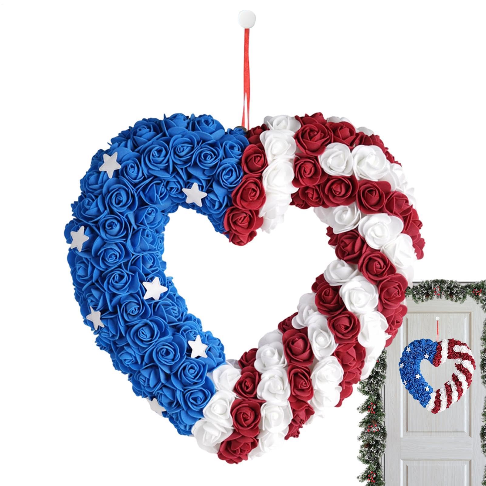 Couronne du 4 juillet fleur artificielle pour décoration de porte et célébration du 250e