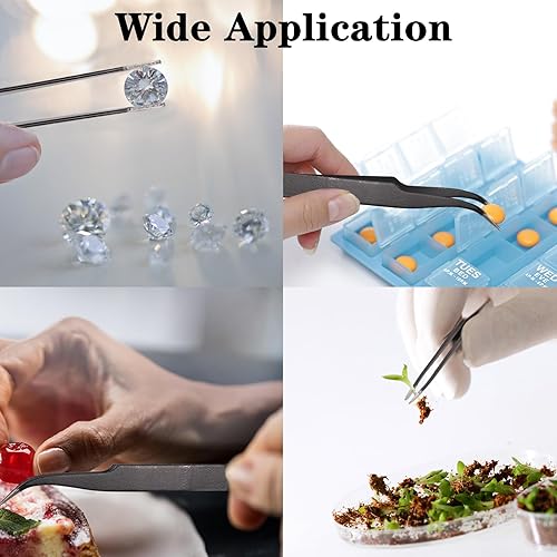 Miniatura 2 de Juego de pinzas de precisión de 11 piezas, juego de pinzas ESD, kit de pinzas para manualidades de primera calidad, pinzas de acero inoxidable