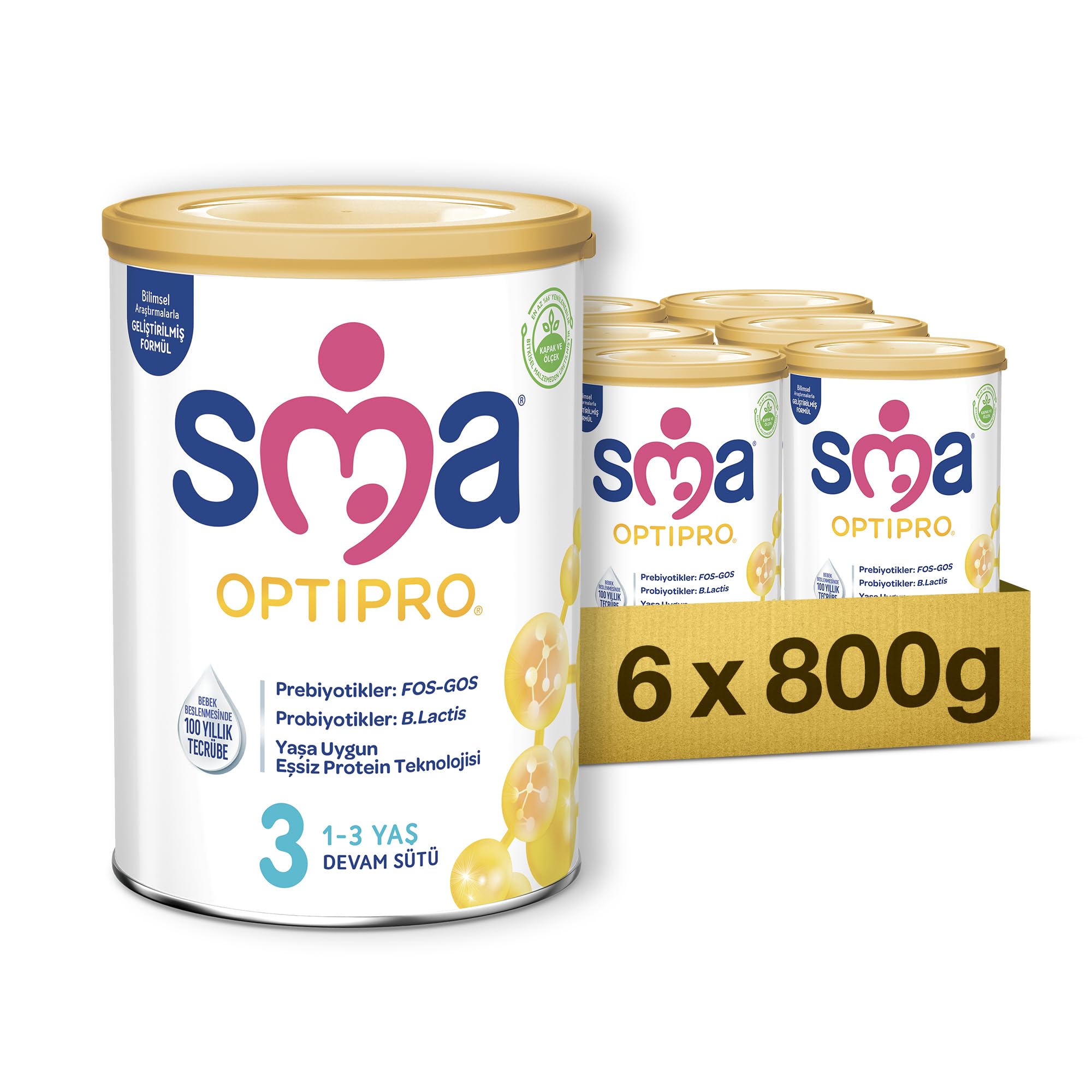 SMA Optipro 3 Devam Sütü (1-3 Yaş, 800 g) x 6
