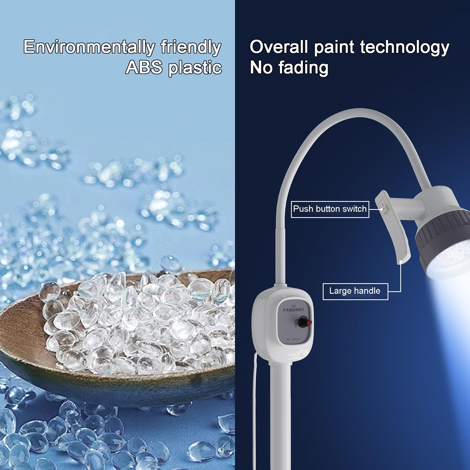Lampada Per Visita Chirurgica a LED Mobile, Luce Chirurgica con Supporto, Lampada Scialitica Dimmerabile, Chirurgica Lampada, per Ginecologia, Ambulatoriale, Stomatologia